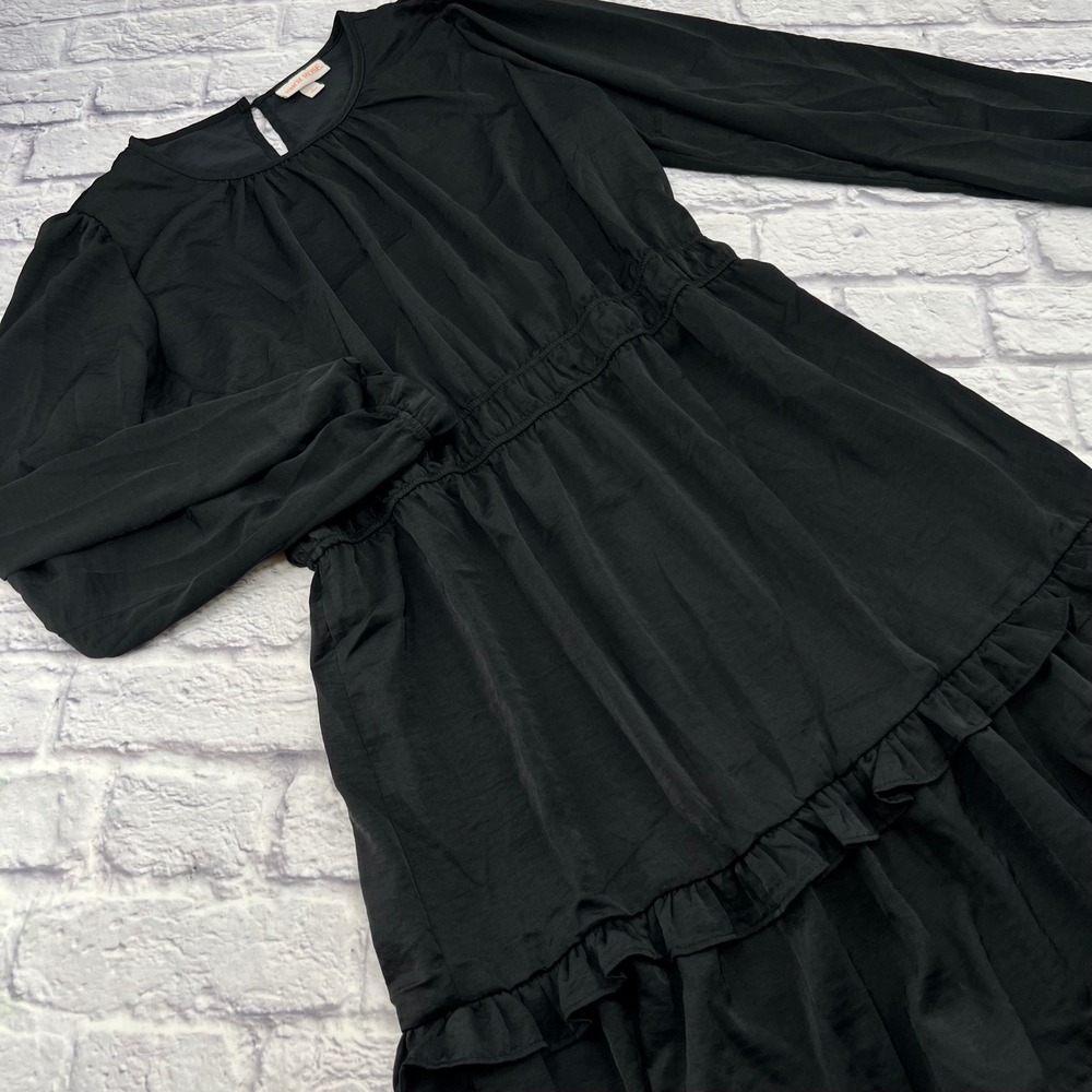Knox Rose Black Long Sleeve Ruffle Dress